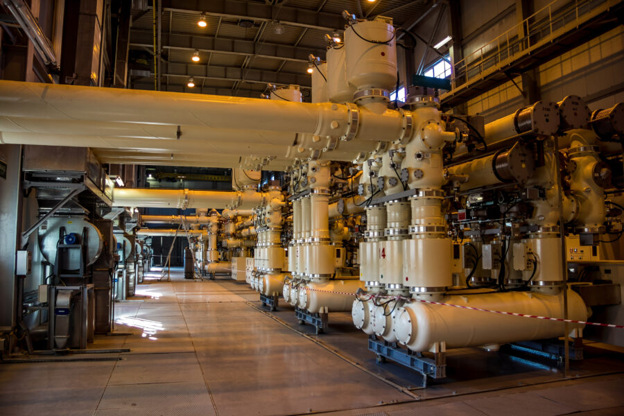 Complex gas-insulated switchgear inside Nuclear Power Plant